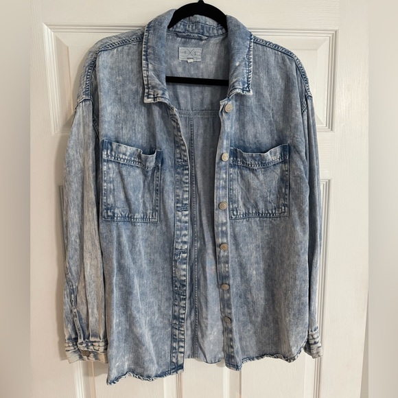 Thread & Supply Oversized Denim Button Up Shirt Shacket - Picture 1 of 6